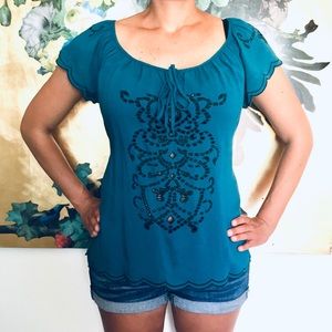 🌊 Teal Cut-out Blouse 🌊